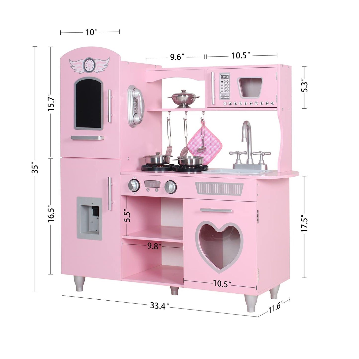 TaoHFE LED Upgrade Kitchen Set for Kids Wooden Play Kitchen LED Gas Tray with Sound Toy Kitchen Sets for Girls Gift Enjoy Cooking with Lights and Sounds Pink Kitchen for Toddlers Kids Kitchen Playset