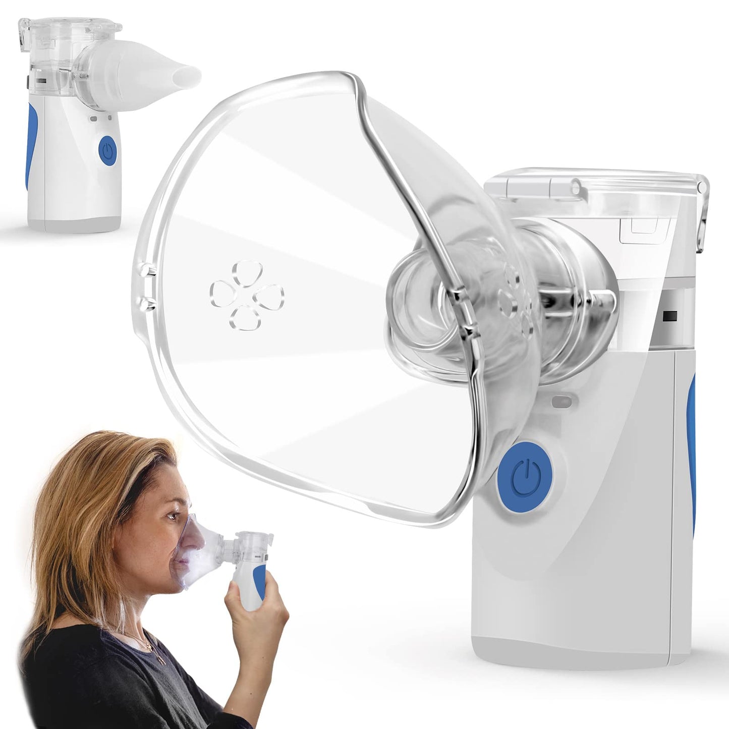 ASOMI Portable Nebulizer, Nebulizer Machine for Adults and Kids, Battery-Operated Nebulizer of Cool Mist, Ultrasonic Mesh Nebulizer for Breathing Problems, Used at Home, Office, Travel(Blue)