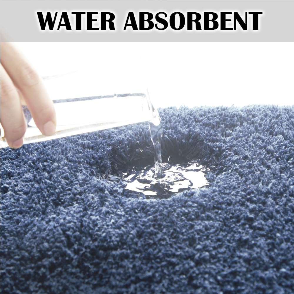 Suchtale Non Slip Bath Mat (16 x 24, Blue) Water Absorbent Soft Microfiber Rug Machine Washable Thick Plush Shaggy Bath Rug for Bathroom, Shower