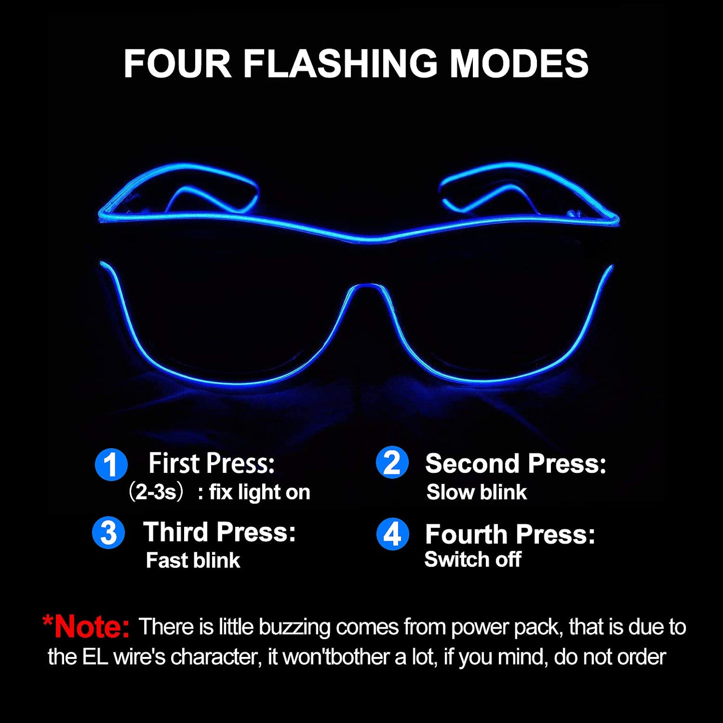 YouRfocus Wireless Led Light up Glasses 2 Pack Glow in The Dark Neon Rave Glasses for Rave Party, EDM, Halloween, Christmas (Blue + Pink)