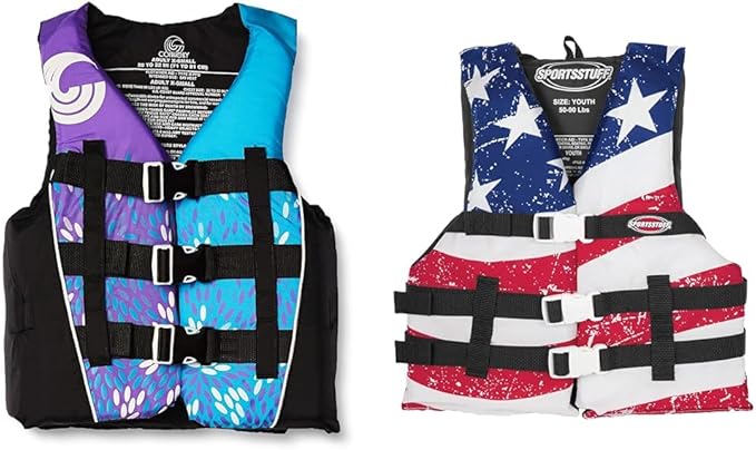 Connelly Teen 90-120lb Nylon Vest and Stars & Stripes USCG Life Jacket