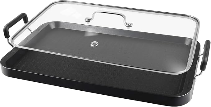 Vayepro 2-Burner Griddle Pan with Glass Lid - Nonstick Stovetop Griddle for Gas, Glass Stove Top - Aluminum Camping Grill ...