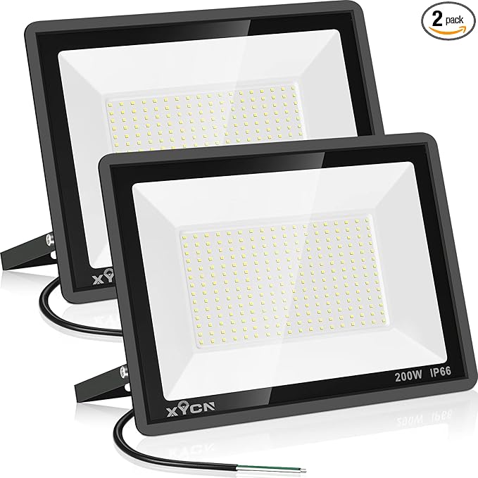 XYCN 200W LED Flood Light 2 Pack, 22500lm Super Bright Security Lights, IP66 Waterproof Outdoor Flood Light, 5000K Dayligh...