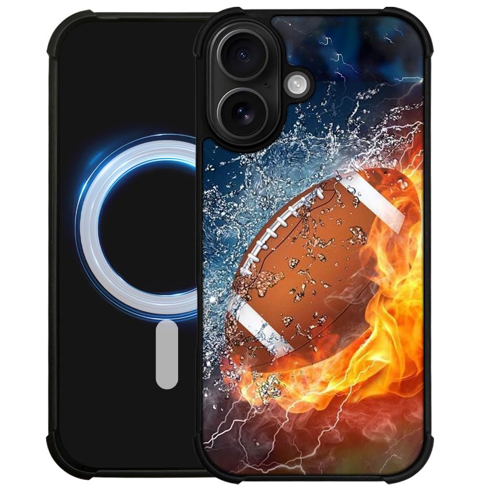 DAIZAG Case for iPhone 17,[Compatible with Magsafe] Air-Guard Corners Shockproof Soft Phone Cover for Boy Men Gift,Ice Fire Amer
