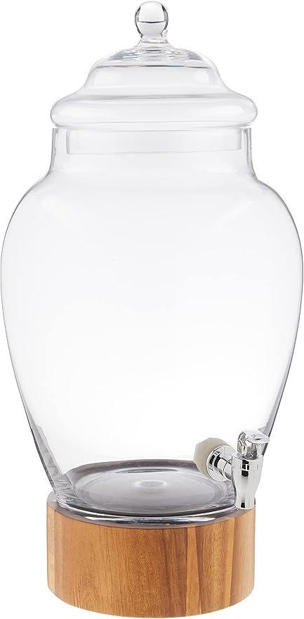 American Atelier Beverage Dispenser Cold Drink Dispenser w/ 1-Gallon Capacity Glass Jug, Leak-Proof Acrylic Spigot in Gorg...