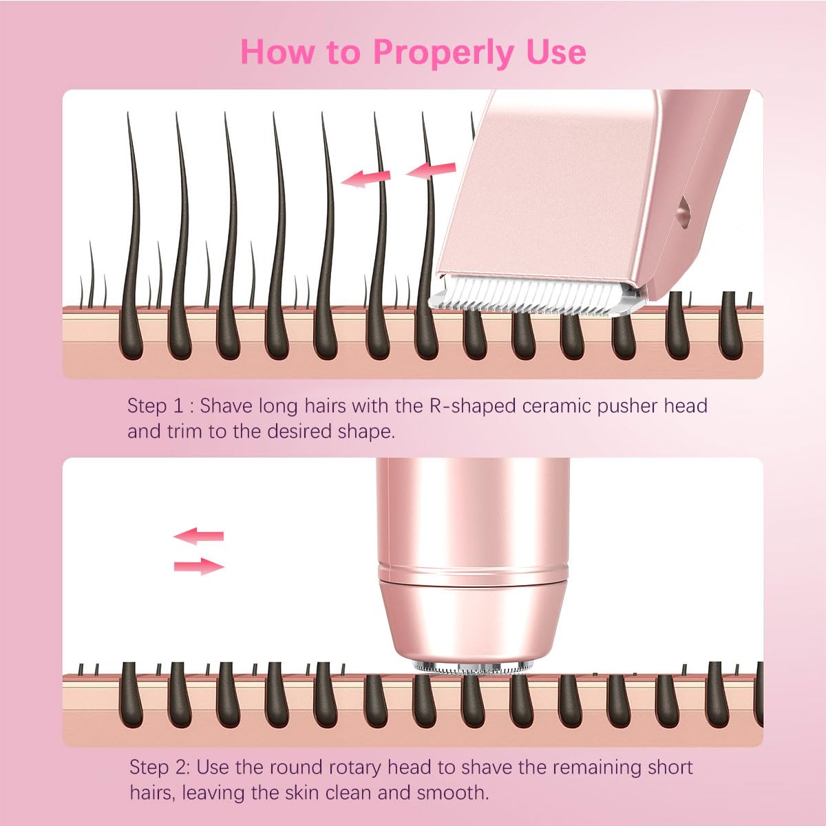 Bikini Trimmer for Women?Dermave Bikini Shaver 2-in-1 Dual Head Shaver Electric Razors for Women?Independent Control? Ipx7 Water