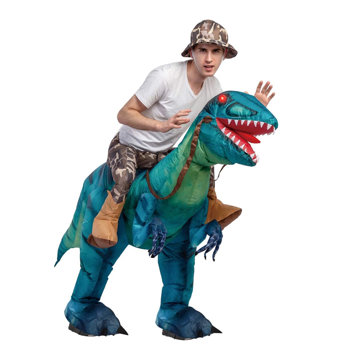 GOOSH Inflatable Dinosaur Costume for Adult Riding T Rex Funny Blow up Women Man Costume for Halloween Fancy Dress Party Cosplay