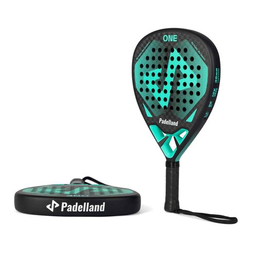 Generic PADELLAND Padel/Pop Tennis Paddle Series Carbon Fiber Racquet, 17.91x10.23x1.5 inches, 0.8 lbs, 12K Carbon Fiber Construction, blue-green