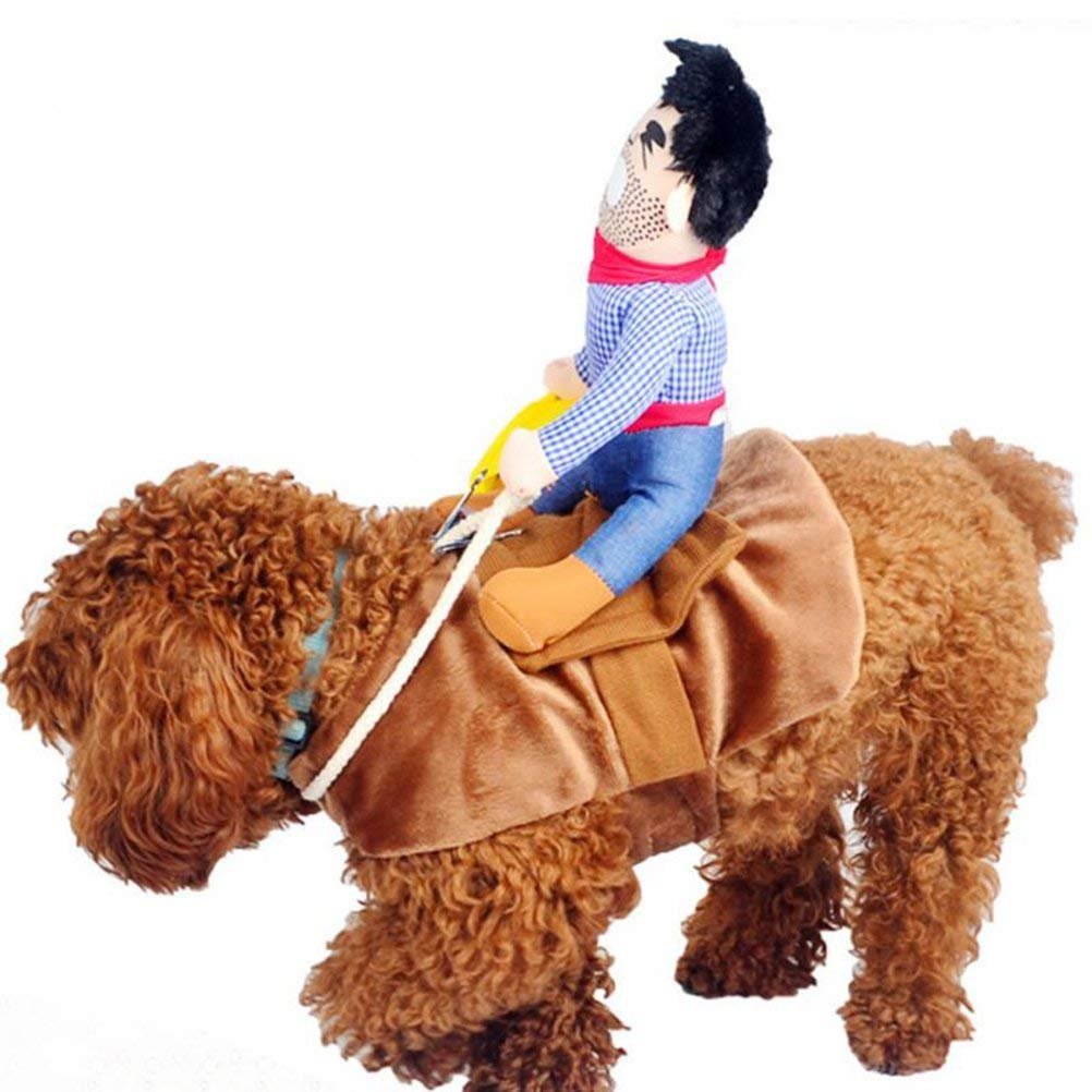ISMARTEN Cowboy Rider Dog Costume for Dogs Outfit Knight Style with Hat Pet Costume for Halloween Day (Small)