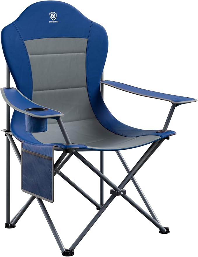 EVER ADVANCED Folding Camping Chair with High Back Padded 2 Pack Oversized Portable Lawn Chairs Lightweight Sturdy Steel F...