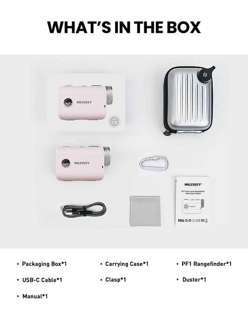 MiLESEEY PF1 1000 Yards Golf Rangefinder with Slope Switch, All Weather Golf Range Finder, 0.1s Flag Lock with Pulse Vibration, IP65 Waterproof, 7.5° Wide View, Continuous Scan Mode (PF1-Pink)