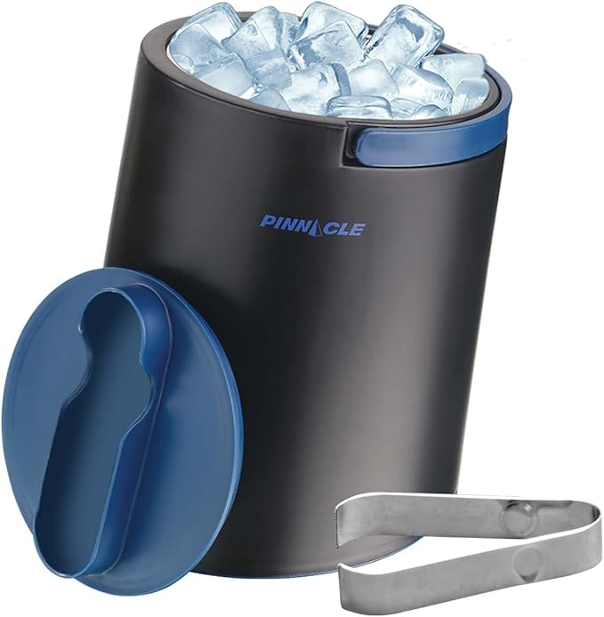 PINNACLE Insulated ice bucket for parties with Tong that fit into Lid - Stainless Steel ice bucket for cocktail bar with C...
