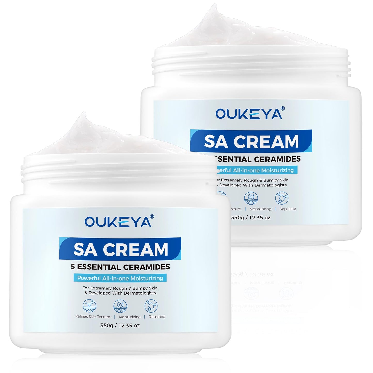 OUKEYA SA Cream for Rough & Bumpy Extremely Dry Skin with 5 Kinds of Ceramides & Salicylic Acid,Exfoliating Moisturizing Body Lo