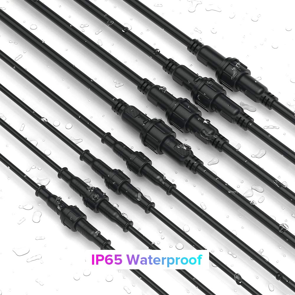 BTF-LIGHTING 5 PCS 4 Core 4 PIN Black Plastics IP65 T Shape Tee Big Size Connector 1 Male Ends 2 Female End 0.5mm²/20AWG 22mm Nut