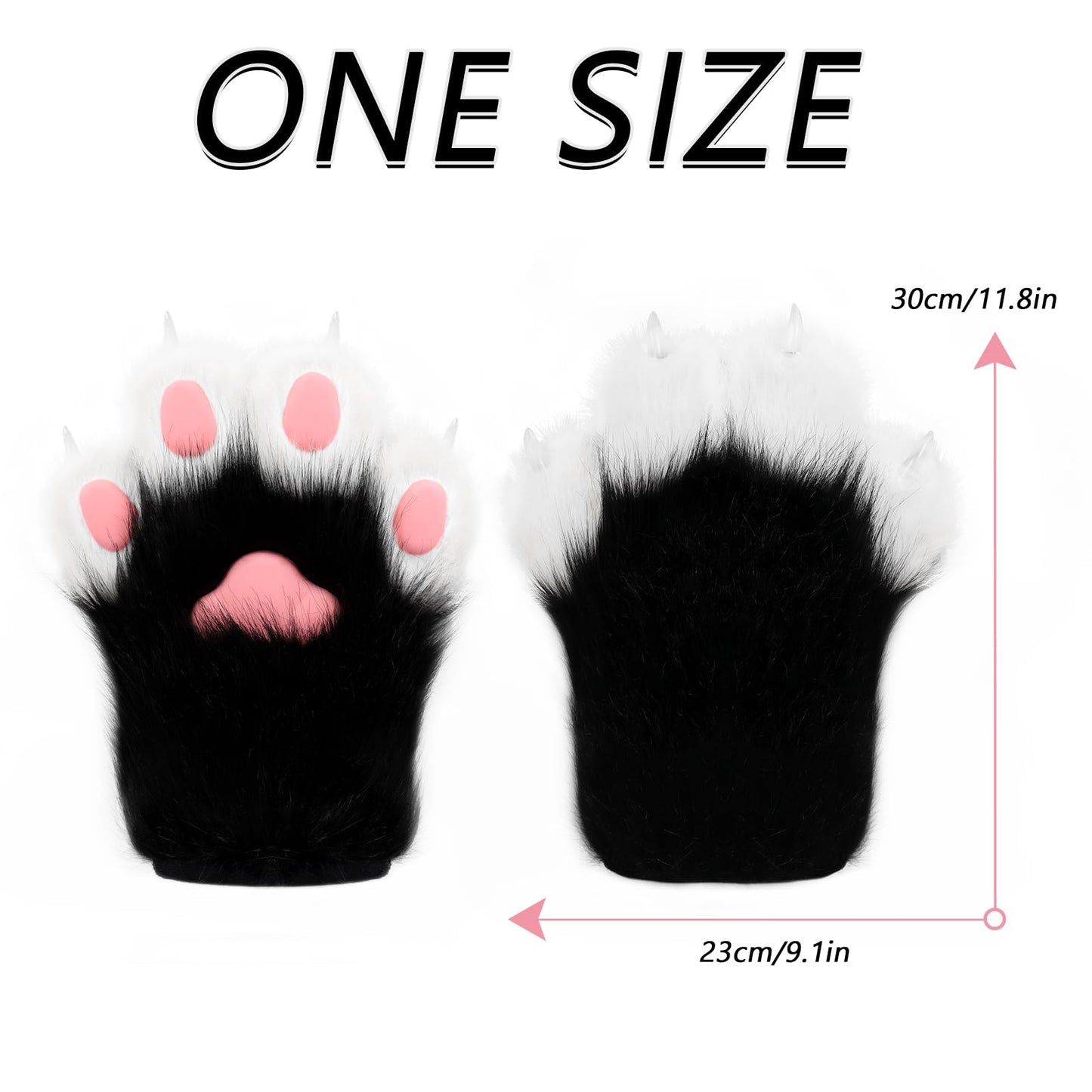 HAOAN Plush Faux Fur Therian Dog Wolf Mask Paw Gloves Fox Tail Set Halloween Cosplay Costume Accessories