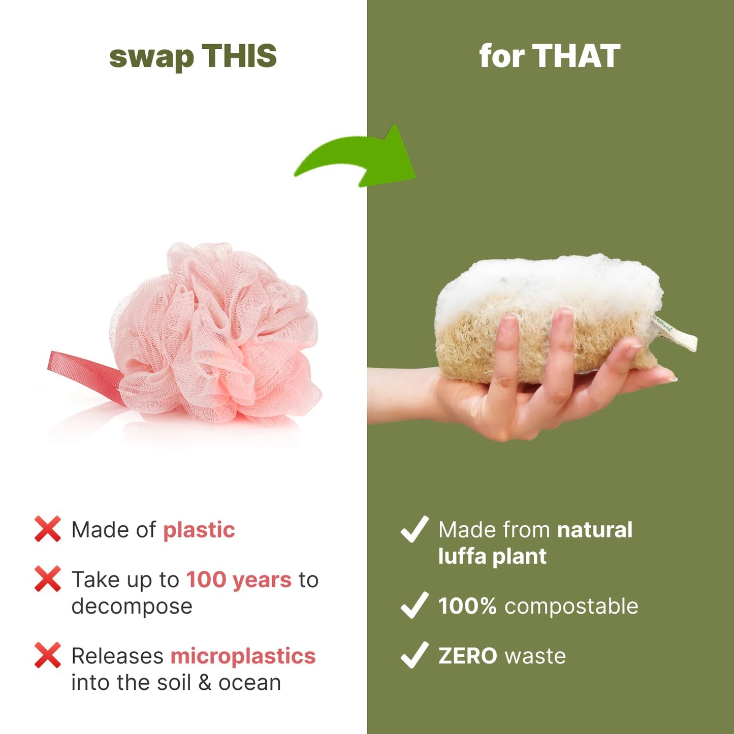 Coba Straws Natural Loofah Sponge - Shower Loofah Exfoliating Body Scrubber for Women & Men | Multi-Use Sponge for Shower, Spa,