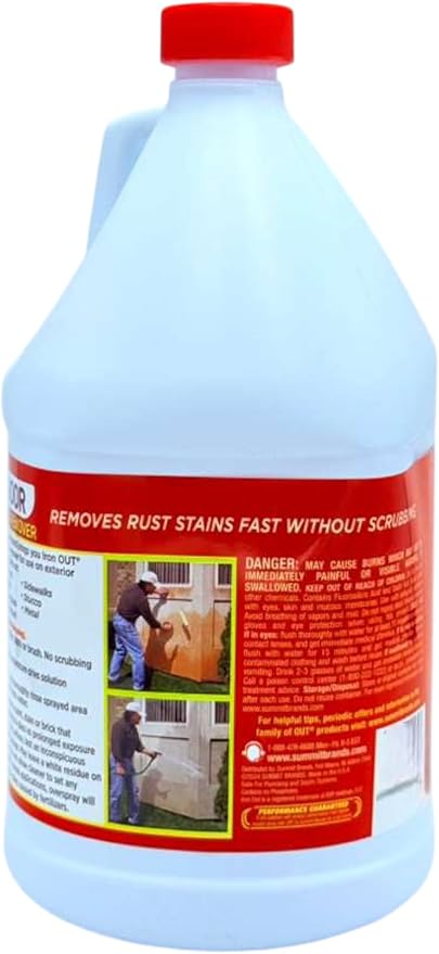 I O Outdoor Rust Stain Remover, 1 Gallon Concentrate -Best On Rust! Quick, Plant-Safe