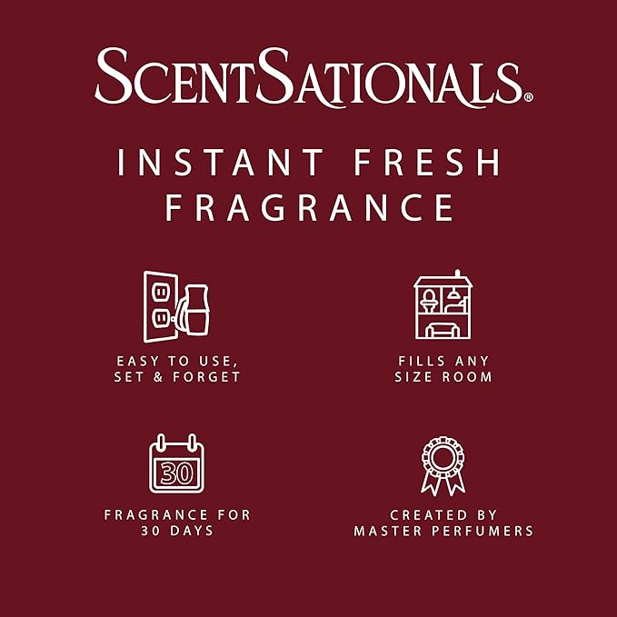Scentsationals Fragrance Oil Plug In Air Freshener Refills 3-Pack - Spiced Berry Crumble - Works with Scentsationals Wall Plugs, Long-Lasting Home Fragrance, 0.8 fl oz Each, Packaging May Vary