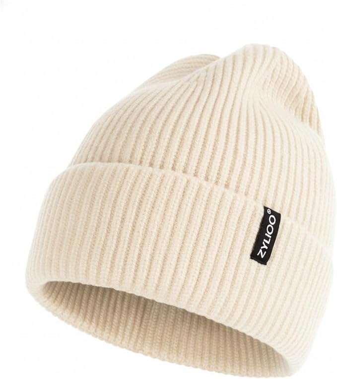 Zylioo Oversize Beanie Hats, XXL Big Size Ribbed Knit Cuffed Winter Hat for Cold Weather, Warm Skull Watch Cap