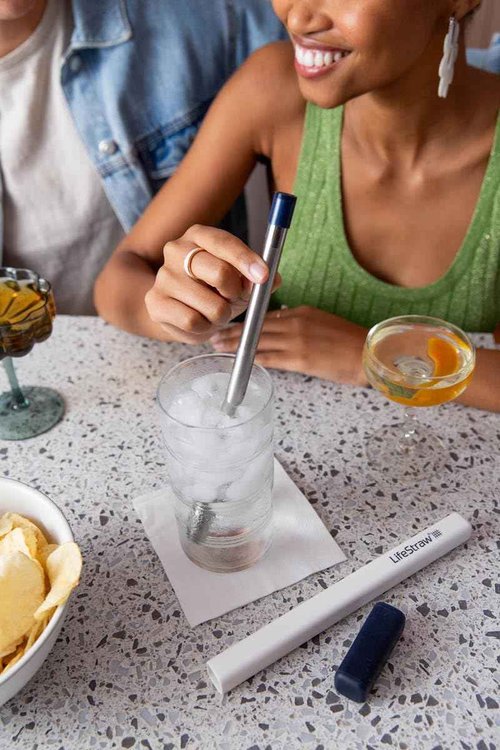 LifeStraw Sip 3-Pack, Reusable Stainless Steel Water Filter Drinking Straw with 3 Carry Cases, Removes Microplastics, Bacteria and Parasites for Travel and Everyday Use
