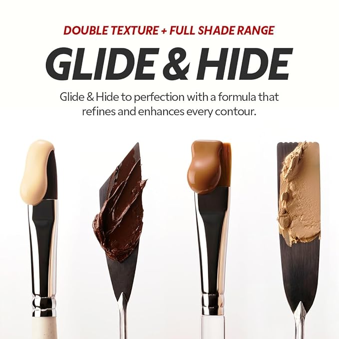 TIRTIR Glide&Hide Blurring Concealer - Creamy texture, Conceals dark circles and wrinkles, Dual formula (liquid tip & balm stick), Long-lasting wear, Korean Makeup, #8.7N, 0.28 Oz