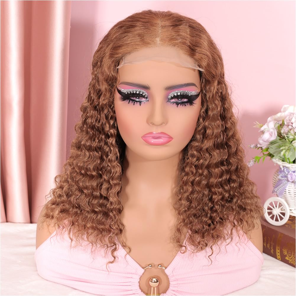 omswet Curly BOB Wig Human Hair 200 Density 5x5 HD Lace Closure Deep Wave Wigs for Black Women Glueless Wear and Go Pre Plucked