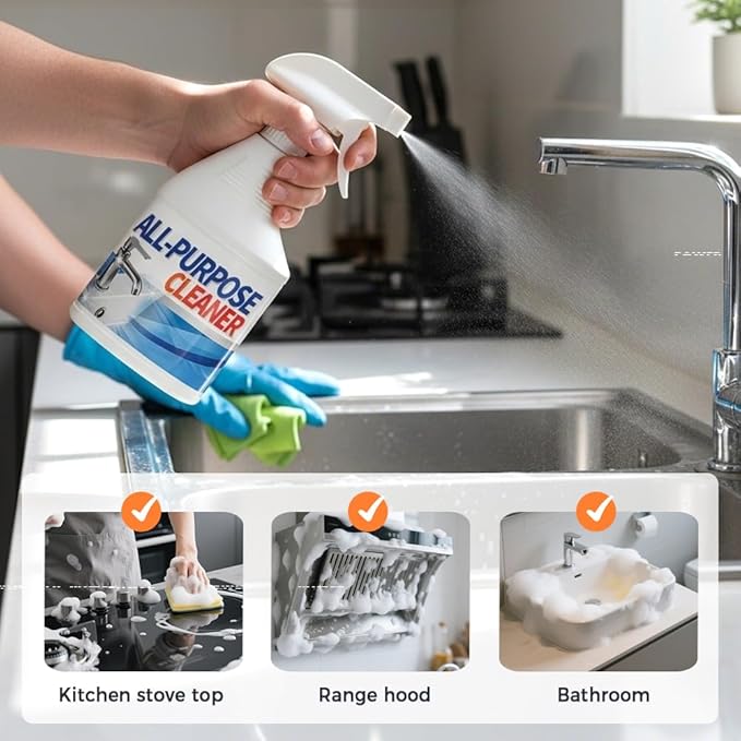 KAMOJI 2026 New Bathroom Descaler Cleaner, Multipurpose Bathrooms Cleaning Foam Spray for Kitchen, Upgrade All Purpose Rinse Cleaning Foam for Bathrooms, Sink, Glass (Bluebell)