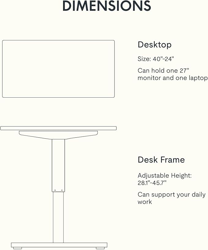 FLEXISPOT EN1 One-Piece Standing Desk with 1-Inch Thick Desktop, 40"x24" Electric Height Adjustable Desk for Home Office & Multi-Device Workstations, Maple