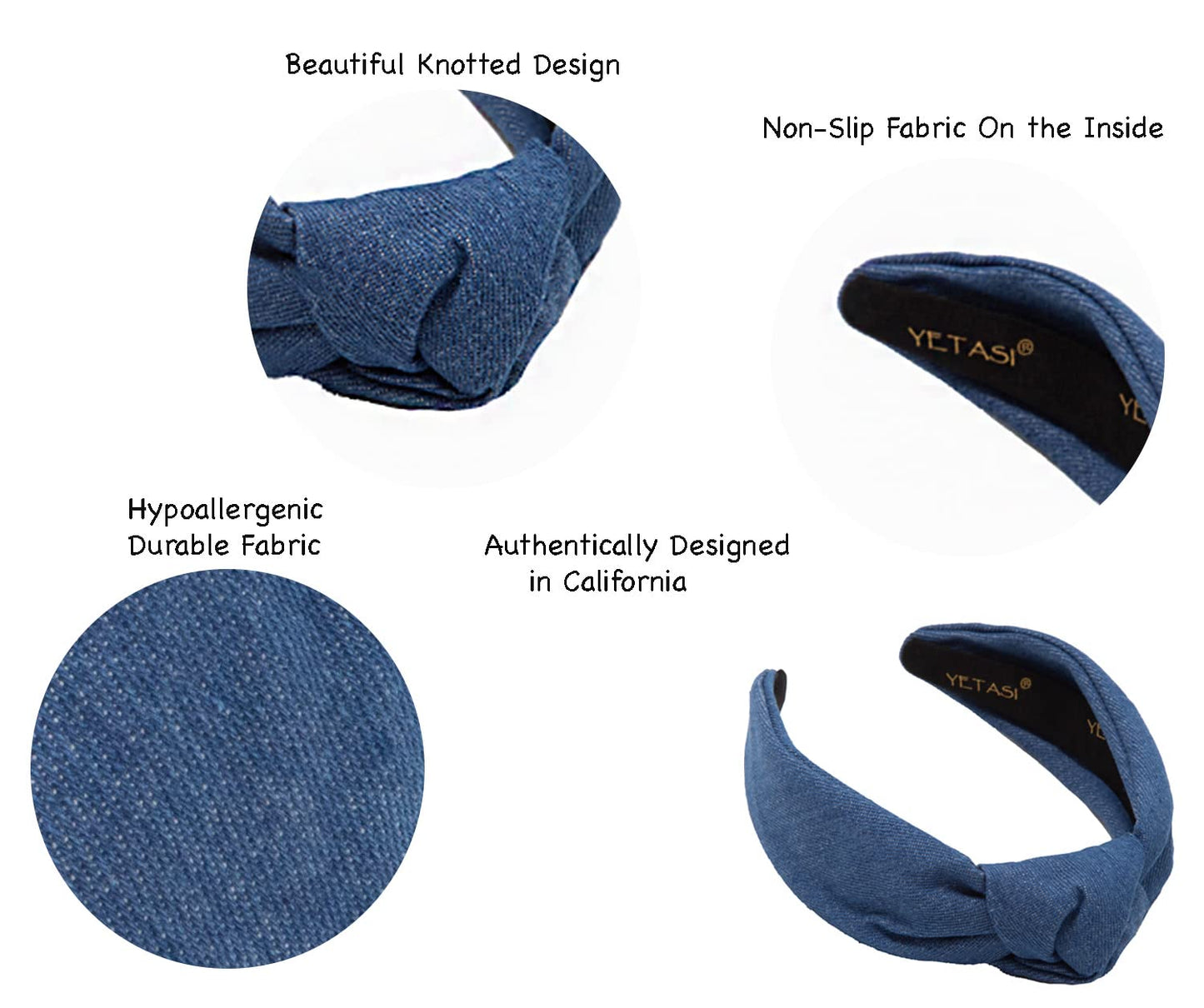 YETASI Dark Blue Denim Headbands for Women Get Compliments Head bands for Women 's Hair are Chic. Knotted Headband is a Girls Fa