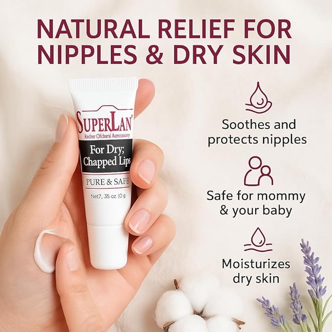 Organic Lanolin Lip Balm - Lip Repair for Hot/Dry Weather - Natural Nipple Cream Lanolin - Moisturizer for cracked lips - Hydrating lip care - Ultra pure jojoba oil - Kosher chapstick (0.35 Oz)