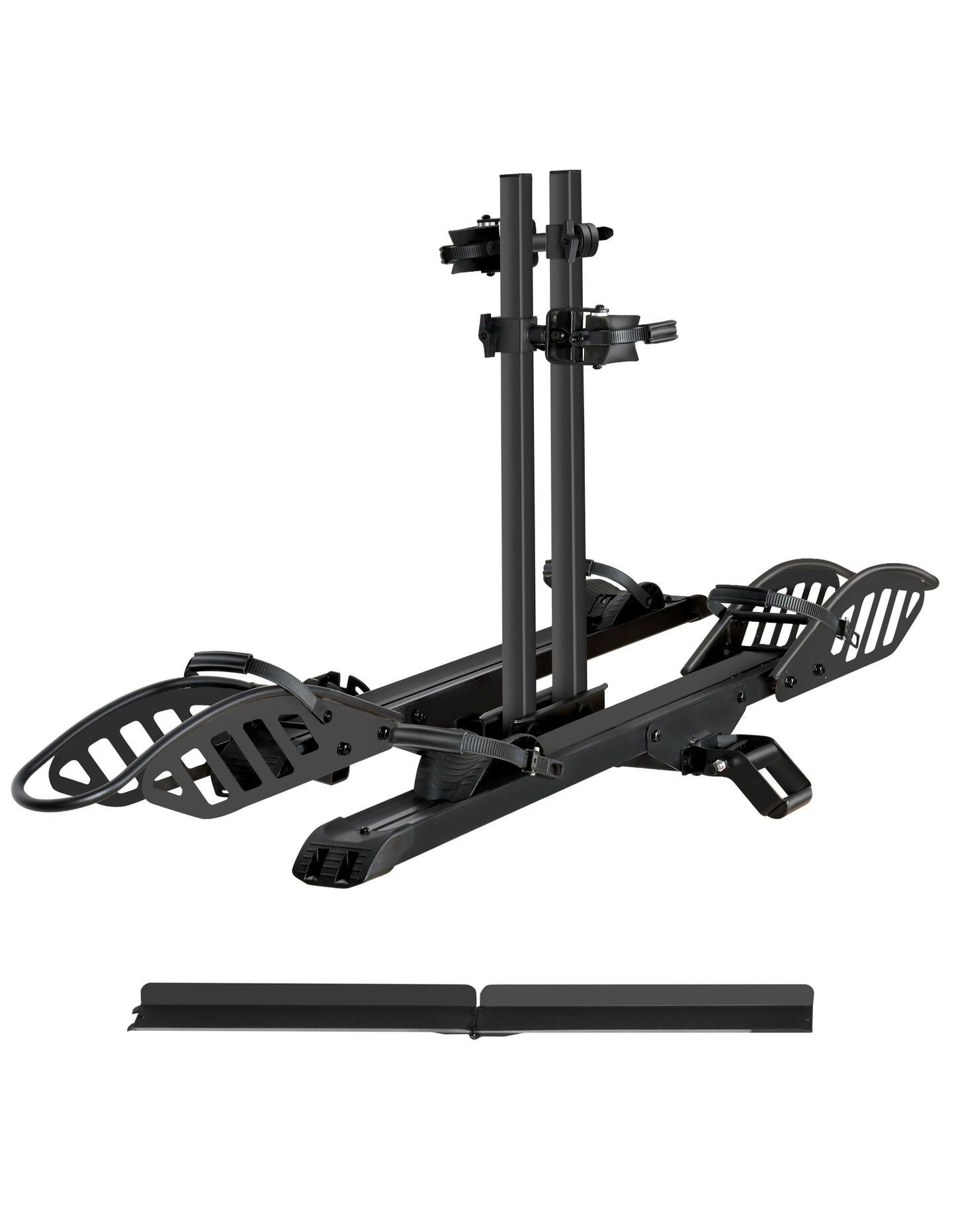 POLESTAR Electric E-Bike Rack with Ramp, Hitch 2 Bike Rack, 200 lbs Capacity Electric Bike Carrier, Foldable Platform Mount for Cars, Trucks, SUVs, Minivans, Up to 5-Inch Fat Tire for 2'' Receiver