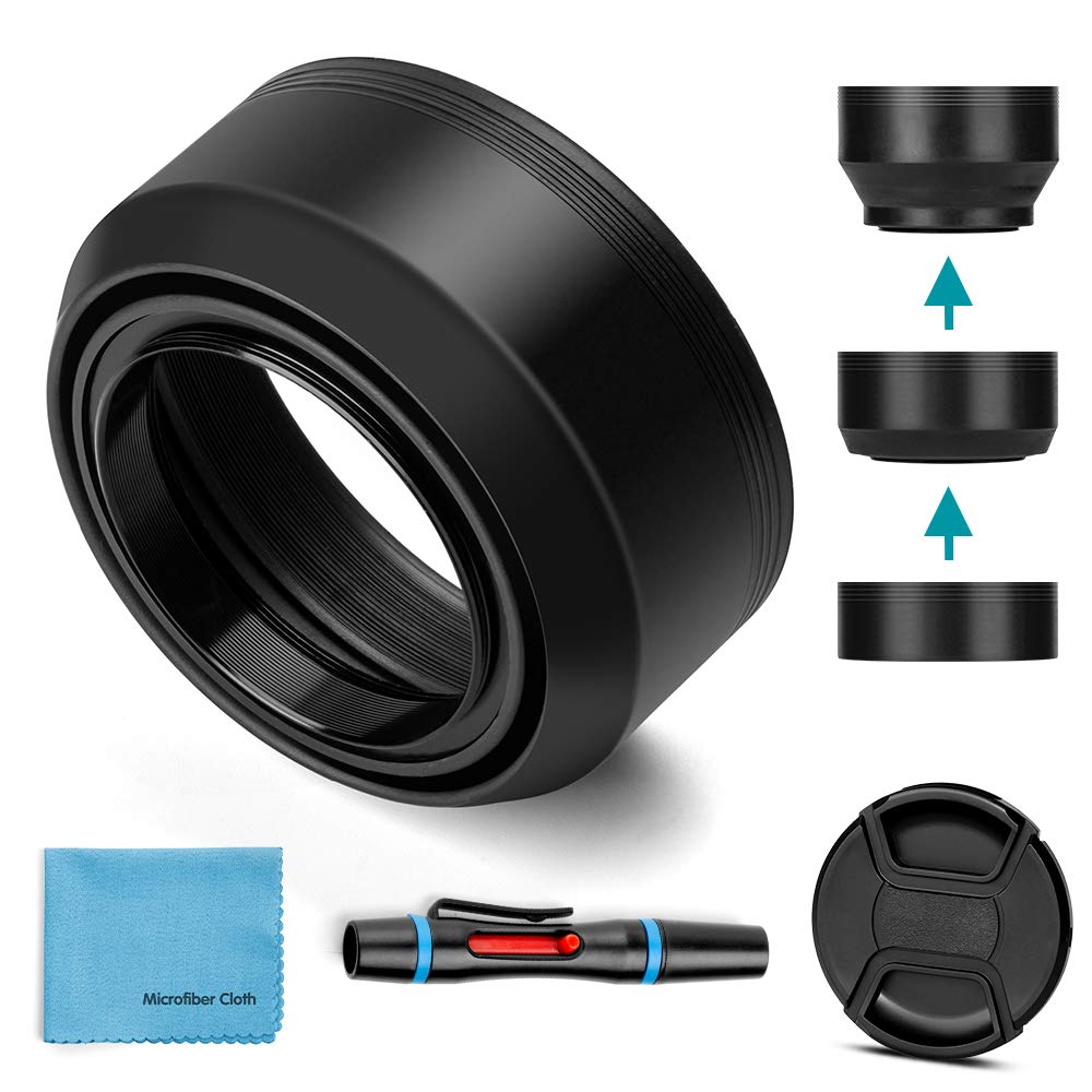 55Mm Lens Hood Universal Collapsible Lens Sun Shade Hood With Centre Pinch Lens Cap For Canon Nikon Sony Pentax Olympus Fuji Cam