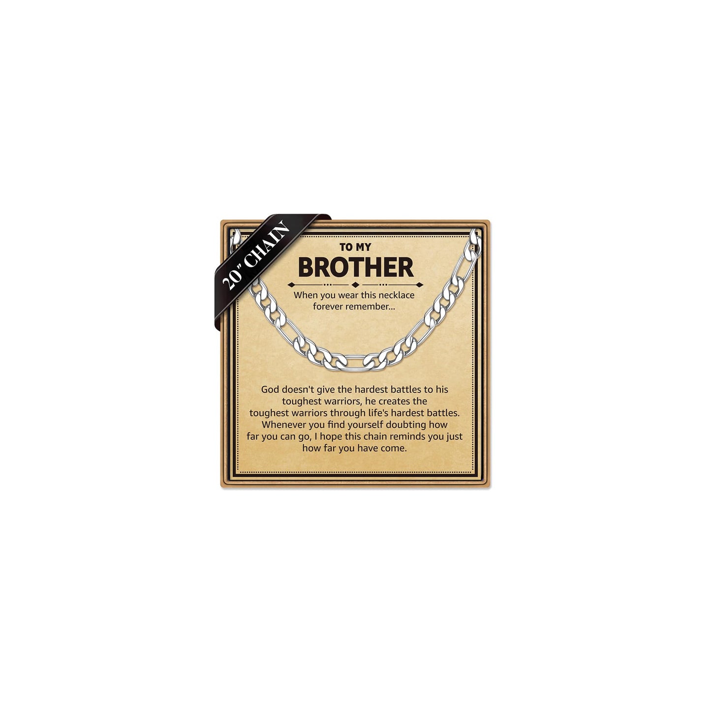 IEFLIFE Gift for Brother - Mens Necklace Chain Gifts for Brother Adult, Fathers Day Graduation Birthday Gifts for Him Men from Sister, 6mm Width Stainless Steel Figaro Chain for Him Necklace Jewelry
