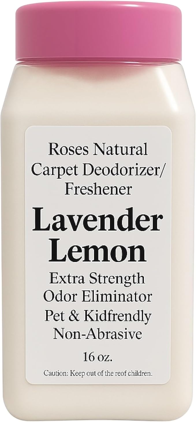 Carpet Freshener/Deodorizer Powder – Lavender Lemon Scent, Long-Lasting Odor Eliminator, Pet & Kid Friendly, 16 oz