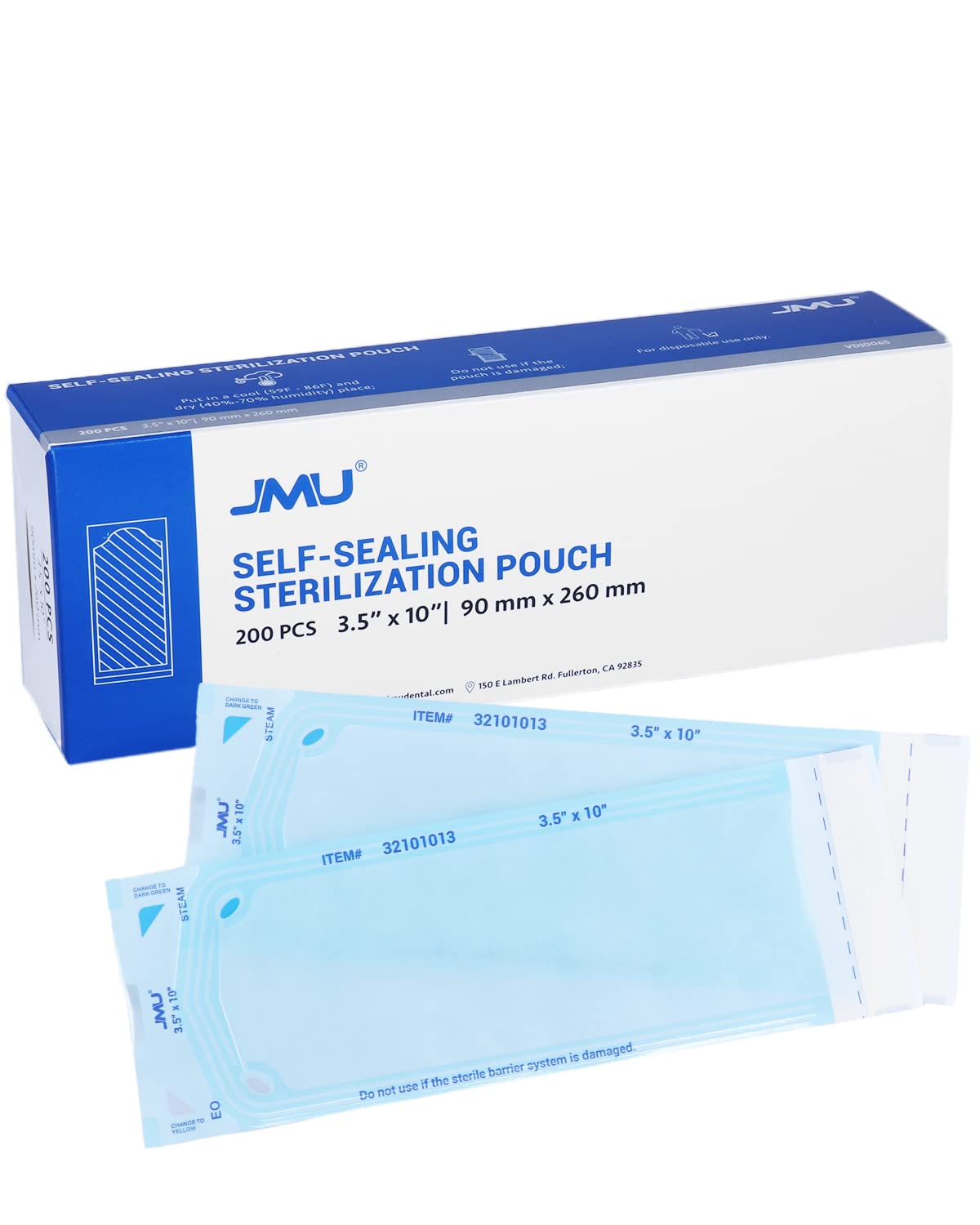 JMU Self Seal Sterilization Pouches 3.5" x 10", Sterilization Bags 200 per Box