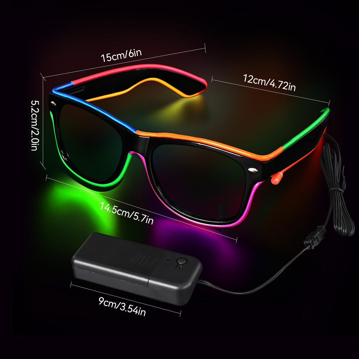 BouQuw 5 Pack Led Light Up Glasses Multi-Color - Glow in The Dark Party Supplies for Mardi Gras, Raves, Christmas,New year,Halloween & More Fit for Adult | 3 Lighting Modes(2xAA Not included)