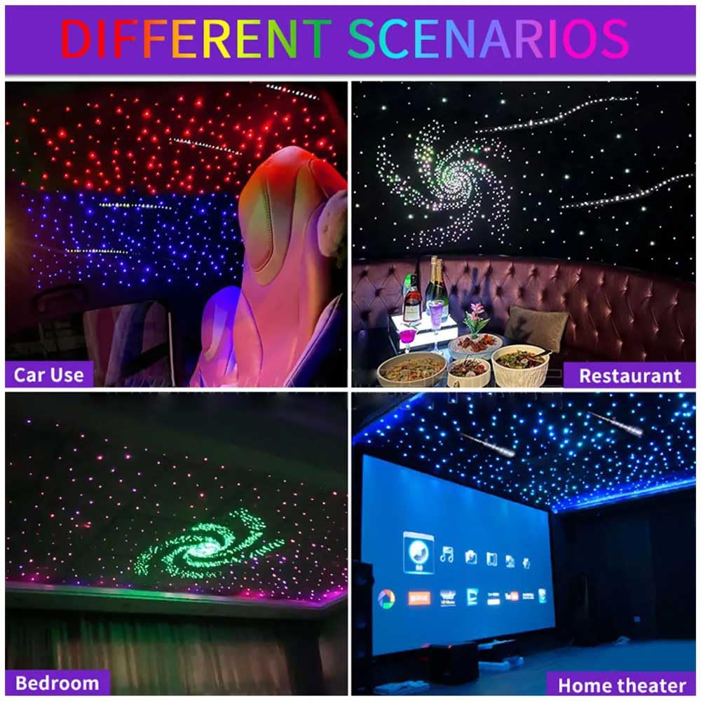 32W Starlight Headliner Light,1300pcs 9.8ft Dual Port Dual Color LED Star Ceiling Fiber Optic Light Kit APP/Remote Control White Shooting Star,for Car/Home/Party