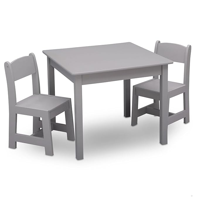 Delta Children MySize Kids Wood Table and Chair Set (2 Chairs Included) - Ideal for Arts & Crafts, Snack Time & More - Gre...