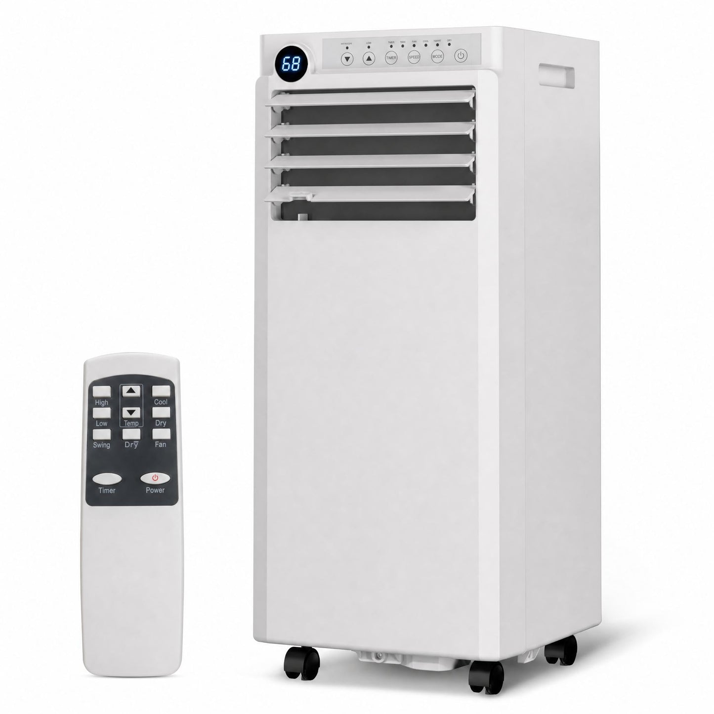 Portable Air Conditioners 10,000 BTU, 4-IN-1 Portable AC Unit for Rooms to 450 Sq. Ft. with Cooling, Dehumidifier, Fan & Sleep Modes, LED Display, 24H Timer, Remote Control, Installation Kits Included