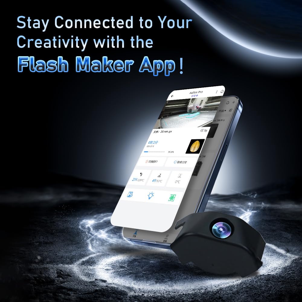 FLASHFORGE Adventurer 5M/5M Pro/AD5X 3D Printer Camera Kit,Camera for Real-Time Monitoring & Remote Surveillance via Flash Maker App,Prevent Printing Failures&Save Filament