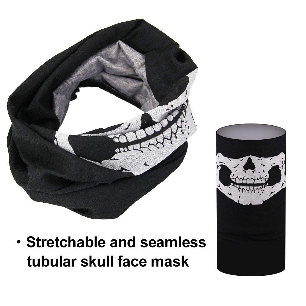 ZKSM 3Pcs Breathable Face Masks Skull Mask Seamless Balaclava Mask Headwear Scarf (white)