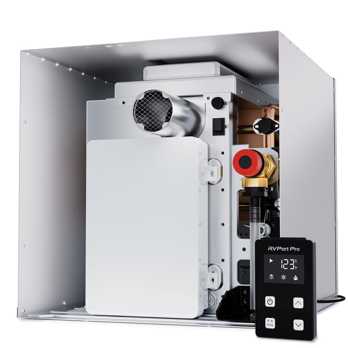 RVPart Pro 60,000 BTU RV Tankless Water Heater, 12V DC, Ideal for RV Families & Campers, Propane Gas On-Demand Instant Hot Water Heater, 3 Optional Door Sizes for Refitment, Compatible with All RVs