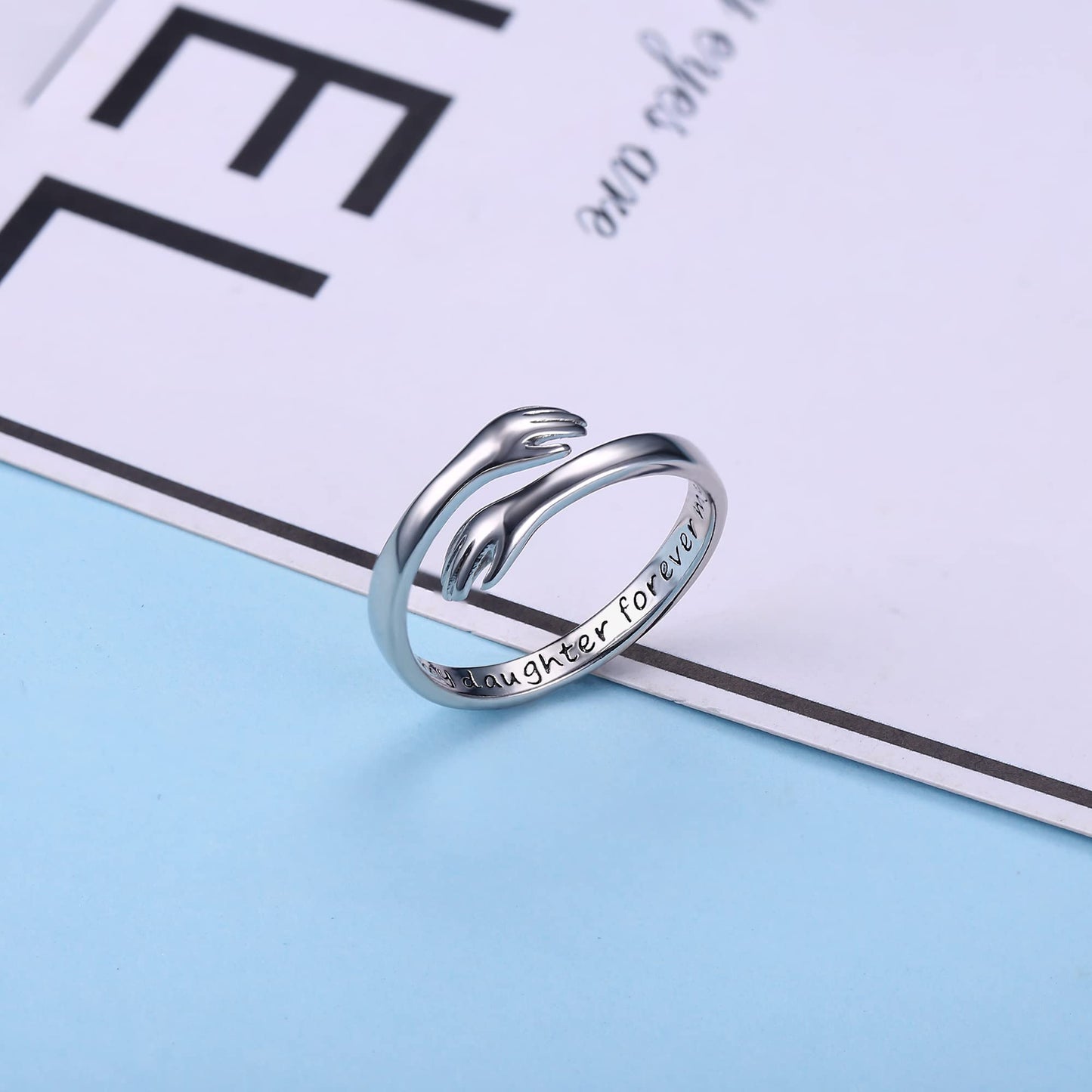 Yesteel Daughter Birthday Gifts from Mom, Hug Ring for Daughters Jewelry Mothers Day Valentines Gifts for Daughter