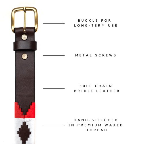 GauchoLife Interchangeable Hand-Stitched Polo Belt - Crafted from full-grain bridle leather (Flag, 40)