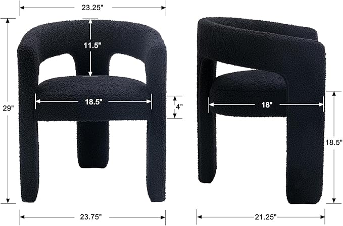 DAYALANE Modern Barrel Dining Chairs Set of 4, Upholstered Boucle Dining Room & Kitchen Chair with Curved Back, Comfy Accent Side Reading Armchair for Living Room Bedroom Kitchen Home Office, Black