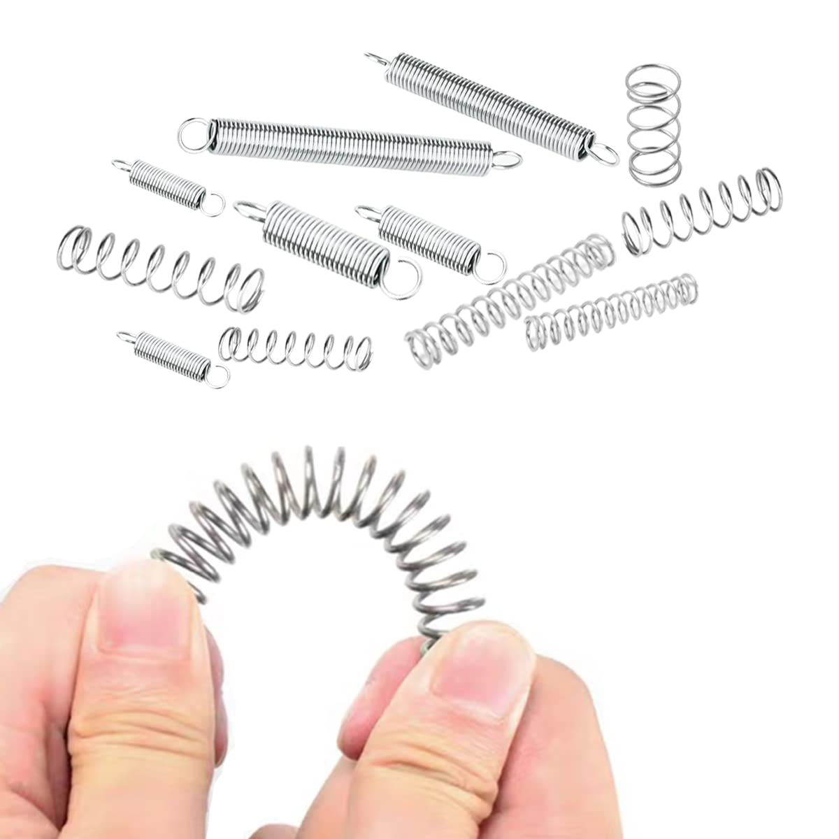 Ruibapa 200PCS Spring Assortment Kit Zinc Plated Extension and Compression Springs Kit with 20 Different Sizes for Home Repairs & DIY