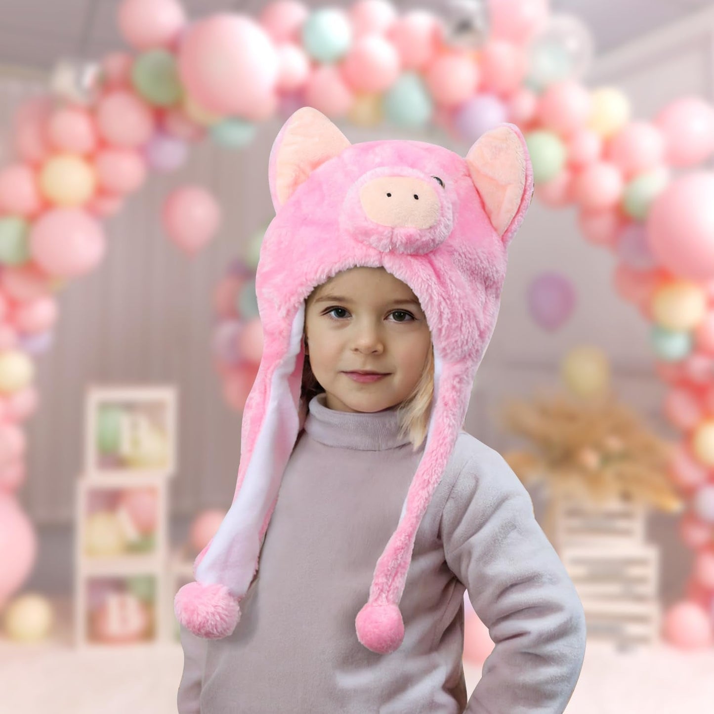 MK MATT KEELY Plush Cute Animal Hat Super Soft Hat with Ear Flaps Funny Warm Cozy Fleece Hat for Kids & Teens Christmas Party Cosplay Hat