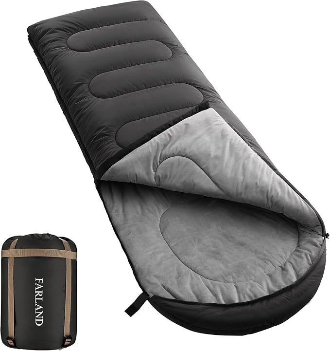 FARLAND Sleeping Bag for Adults, Cold Weather & Warm Plush Fleece-Lined Interior - Portable Waterproof Windproof with Comp...