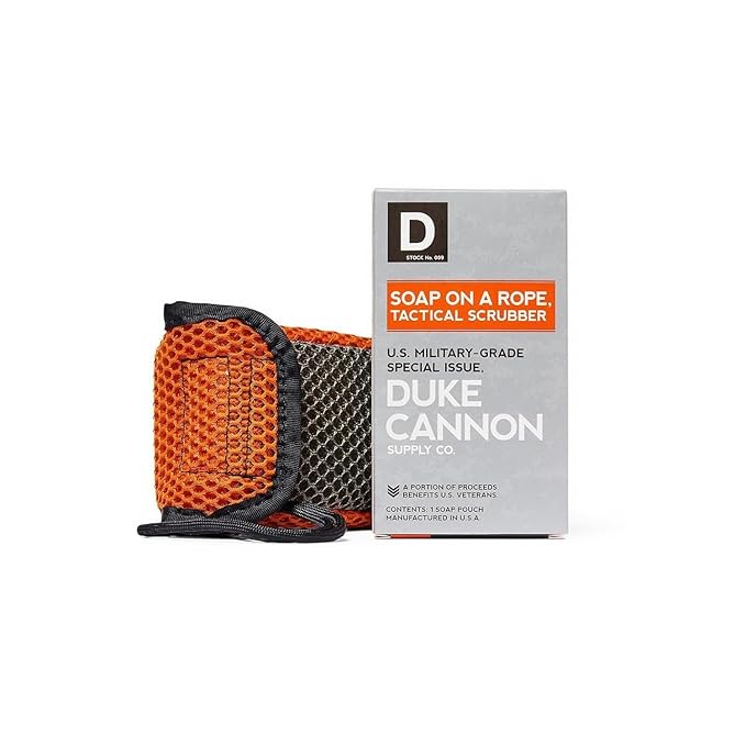Duke Cannon Tactical Scrubber Soap Pouch - U.S. Military-Grade, Coarse and Soft Mesh, 550 Paracord, Shower Hygiene Essenti...