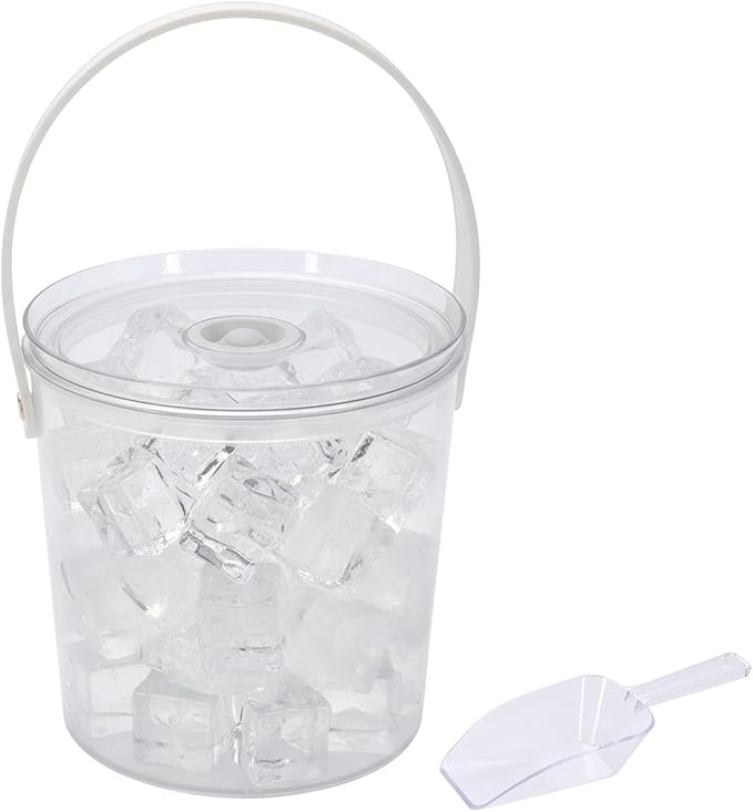 Mowhut Ice Bucket with Airtight Lid, Champagne Bucket with Handle, Plastic Beverage Tub for Parties, Bar Cart Accessories ...